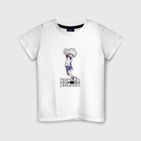 Детская футболка хлопок с принтом Hunter x Hunter в Курске, 100% хлопок | круглый вырез горловины, полуприлегающий силуэт, длина до линии бедер | killua | мультфильм | охотник х охотник