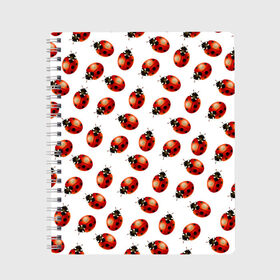 Тетрадь с принтом Нашествие божьих коровок в Курске, 100% бумага | 48 листов, плотность листов — 60 г/м2, плотность картонной обложки — 250 г/м2. Листы скреплены сбоку удобной пружинной спиралью. Уголки страниц и обложки скругленные. Цвет линий — светло-серый
 | Тематика изображения на принте: animals | cute | girl | ladybug | nature | pattern | red | summer | бабочки | божьи коровки | божья коровка | горошек | девушкам | животные | жук | жуки | кружочки | крылья | лето | милые | насекомые | паттерн | пауки | подарок