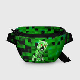 Поясная сумка 3D с принтом Minecraft creeper в Курске, 100% полиэстер | плотная ткань, ремень с регулируемой длиной, внутри несколько карманов для мелочей, основное отделение и карман с обратной стороны сумки застегиваются на молнию | blox | creeper | dungeons | game | geometry | logo | pixel | steve | алекс | герои | детям | зелень | игра | квадраты | крипер | куб | логотипы игр | майнкрафт | мальчикам | мобы | персонажи | пиксель | пиксельный | подземелья