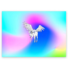 Поздравительная открытка с принтом Пегас Гелиос в Курске, 100% бумага | плотность бумаги 280 г/м2, матовая, на обратной стороне линовка и место для марки
 | anime | luna | princess | sailor moon | wings | ангел | градиент | детям | единорог | звезды | конь | красивый | крылья | лошадка | луна | любовь | марс | мифический | небеса | перья | радуга | сейлор мун | сказочный | токио