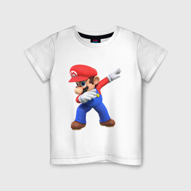 Детская футболка хлопок с принтом Mario в Курске, 100% хлопок | круглый вырез горловины, полуприлегающий силуэт, длина до линии бедер | 8 бит | dandy | mario | водопроводчик | денди | игры на денди | марио