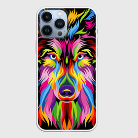 Чехол для iPhone 13 Pro Max с принтом Neon wolf в Курске,  |  | color | ears | eyes | muzzle | neon | nose | paint | skin | view | wolf | взгляд | волк | глаза | краска | неон | нос | уши | цвет | шерсть