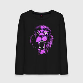 Женский лонгслив хлопок с принтом Neon lion в Курске, 100% хлопок |  | ears | eyes | fangs | jaw | lion | mane | muzzle | neon | глаза | грива | клыки | лев | неон | пасть | уши