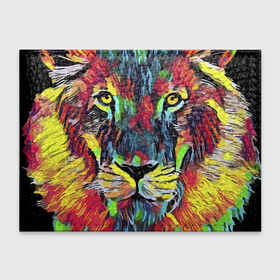 Обложка для студенческого билета с принтом Rainbow lion в Курске, натуральная кожа | Размер: 11*8 см; Печать на всей внешней стороне | Тематика изображения на принте: color | ears | eyes | jaw | lion | mane | muzzle | nose | paint | view | взгляд | глаза | грива | краска | лев | нос | пасть | цвет