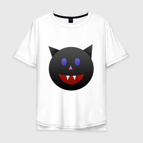 Мужская футболка хлопок Oversize с принтом Смайл вампир в Курске, 100% хлопок | свободный крой, круглый ворот, “спинка” длиннее передней части | вампир | вампиры | летучая мышь | мыши | смайл | смайлик | смайлики | смайлы | хэллоуин