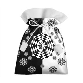 Подарочный 3D мешок с принтом Черное солнце в Курске, 100% полиэстер | Размер: 29*39 см | геометрия | монохром | роза | ромбы | снежинки | треугольники | цветок | черно белое