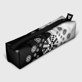 Пенал 3D с принтом Черное солнце в Курске, 100% полиэстер | плотная ткань, застежка на молнии | Тематика изображения на принте: геометрия | монохром | роза | ромбы | снежинки | треугольники | цветок | черно белое