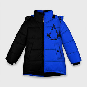 Зимняя куртка для девочек 3D с принтом Assassins Creed Valhalla в Курске, ткань верха — 100% полиэстер; подклад — 100% полиэстер, утеплитель — 100% полиэстер. | длина ниже бедра, удлиненная спинка, воротник стойка и отстегивающийся капюшон. Есть боковые карманы с листочкой на кнопках, утяжки по низу изделия и внутренний карман на молнии. 

Предусмотрены светоотражающий принт на спинке, радужный светоотражающий элемент на пуллере молнии и на резинке для утяжки. | eivor | valhalla | vikings | вальгалла | вальхалла | викинги | эйвор