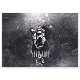Поздравительная открытка с принтом Nirvana в Курске, 100% бумага | плотность бумаги 280 г/м2, матовая, на обратной стороне линовка и место для марки
 | cobain | kurt | nirvana | кобейн | курт | нирвана