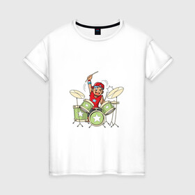 Женская футболка хлопок с принтом Аниме барабанщик  в Курске, 100% хлопок | прямой крой, круглый вырез горловины, длина до линии бедер, слегка спущенное плечо | аниме | аниме барабанщик | аниме парень | барабан | кун | манга