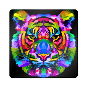 Магнит виниловый Квадрат с принтом Neon tiger в Курске, полимерный материал с магнитным слоем | размер 9*9 см, закругленные углы | color | ears | eyes | muzzle | neon | tiger | vanguard | view | авангард | взгляд | глаза | неон | тигр | уши | цвет