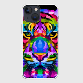 Чехол для iPhone 13 mini с принтом Neon tiger в Курске,  |  | color | ears | eyes | muzzle | neon | tiger | vanguard | view | авангард | взгляд | глаза | неон | тигр | уши | цвет