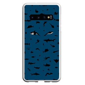 Чехол для Samsung Galaxy S10 с принтом Fish в Курске, Силикон | Область печати: задняя сторона чехла, без боковых панелей | Тематика изображения на принте: dolphin | fish | killer whale | see life | shark | акула | дельфин | касатка | морские обитатели | рыба
