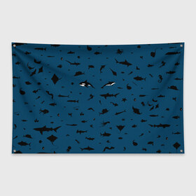 Флаг-баннер с принтом Fish в Курске, 100% полиэстер | размер 67 х 109 см, плотность ткани — 95 г/м2; по краям флага есть четыре люверса для крепления | dolphin | fish | killer whale | see life | shark | акула | дельфин | касатка | морские обитатели | рыба