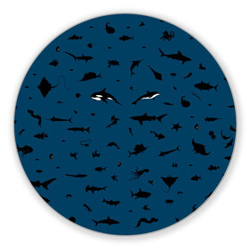 Коврик для мышки круглый с принтом Fish в Курске, резина и полиэстер | круглая форма, изображение наносится на всю лицевую часть | dolphin | fish | killer whale | see life | shark | акула | дельфин | касатка | морские обитатели | рыба