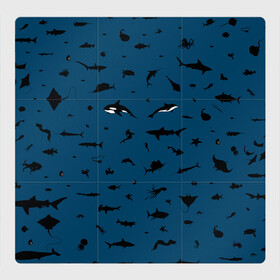 Магнитный плакат 3Х3 с принтом Fish в Курске, Полимерный материал с магнитным слоем | 9 деталей размером 9*9 см | Тематика изображения на принте: dolphin | fish | killer whale | see life | shark | акула | дельфин | касатка | морские обитатели | рыба