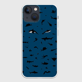 Чехол для iPhone 13 mini с принтом Fish в Курске,  |  | dolphin | fish | killer whale | see life | shark | акула | дельфин | касатка | морские обитатели | рыба