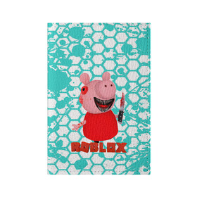 Обложка для паспорта матовая кожа с принтом Roblox piggy/Свинка Пигги в Курске, натуральная матовая кожа | размер 19,3 х 13,7 см; прозрачные пластиковые крепления | game | piggy | roblox | блок | игра | игрушка | лего | майнкрафт | персонажи | персонажи из кубиков | пигги | роблокс | робот | свинка