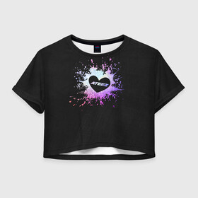 Женская футболка Crop-top 3D с принтом ATEEZ в Курске, 100% полиэстер | круглая горловина, длина футболки до линии талии, рукава с отворотами | ateez | cute | heat | k pop | korean | атиз | жест | кпоп | милый | сердце