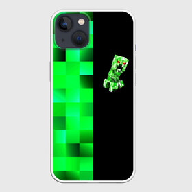 Чехол для iPhone 13 с принтом MINECRAFT CREEPER в Курске,  |  | blox | creeper | dungeons | game | geometry | green | neon | pixel | steve | алекс | детям | зелень | игра | кислотный | крипер | куб | логотипы игр | майнкрафт | мальчикам | мобы | неоновый | пиксель | пиксельный | подземелья