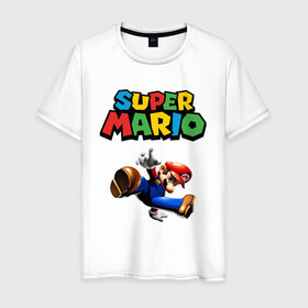 Мужская футболка хлопок с принтом Super Mario в Курске, 100% хлопок | прямой крой, круглый вырез горловины, длина до линии бедер, слегка спущенное плечо. | game | mario kart live home circuit | super mario | super mario 3d world | super mario 64 | super mario galaxy | super mario sunshine | гумба | игра super mario | игра марио | йоши | купалинги | лакиту | луиджи | марио | надпись | нинтендо | 