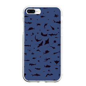 Чехол для iPhone 7Plus/8 Plus матовый с принтом Manta в Курске, Силикон | Область печати: задняя сторона чехла, без боковых панелей | dolphin | fish | killer whale | manta | see life | shark | акула | дельфин | касатка | морские обитатели | рыба