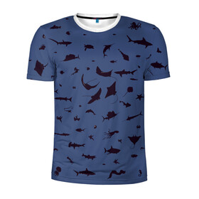 Мужская футболка 3D спортивная с принтом Manta в Курске, 100% полиэстер с улучшенными характеристиками | приталенный силуэт, круглая горловина, широкие плечи, сужается к линии бедра | dolphin | fish | killer whale | manta | see life | shark | акула | дельфин | касатка | морские обитатели | рыба