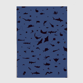 Постер с принтом Manta в Курске, 100% бумага
 | бумага, плотность 150 мг. Матовая, но за счет высокого коэффициента гладкости имеет небольшой блеск и дает на свету блики, но в отличии от глянцевой бумаги не покрыта лаком | dolphin | fish | killer whale | manta | see life | shark | акула | дельфин | касатка | морские обитатели | рыба