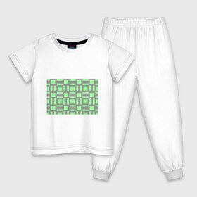Детская пижама хлопок с принтом Пиксели зеленые в Курске, 100% хлопок |  брюки и футболка прямого кроя, без карманов, на брюках мягкая резинка на поясе и по низу штанин
 | геометрия | зеленые | квадраты | орнамент | па терн | пиксели | узор