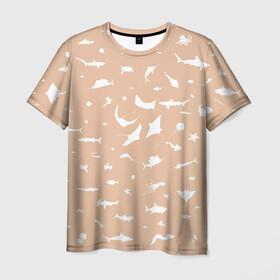 Мужская футболка 3D с принтом Manta 2 в Курске, 100% полиэфир | прямой крой, круглый вырез горловины, длина до линии бедер | Тематика изображения на принте: dolphin | fish | killer whale | manta | see life | shark | акула | дельфин | касатка | морские жители | рыба