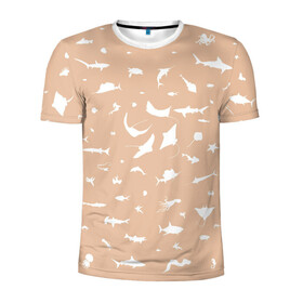 Мужская футболка 3D спортивная с принтом Manta 2 в Курске, 100% полиэстер с улучшенными характеристиками | приталенный силуэт, круглая горловина, широкие плечи, сужается к линии бедра | dolphin | fish | killer whale | manta | see life | shark | акула | дельфин | касатка | морские жители | рыба