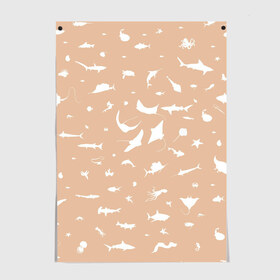 Постер с принтом Manta 2 в Курске, 100% бумага
 | бумага, плотность 150 мг. Матовая, но за счет высокого коэффициента гладкости имеет небольшой блеск и дает на свету блики, но в отличии от глянцевой бумаги не покрыта лаком | dolphin | fish | killer whale | manta | see life | shark | акула | дельфин | касатка | морские жители | рыба