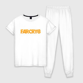 Женская пижама хлопок с принтом FarCry 6 в Курске, 100% хлопок | брюки и футболка прямого кроя, без карманов, на брюках мягкая резинка на поясе и по низу штанин | america | far cry | far cry 6 | farcry | montana | usa | америка | врата эдема | знак | культ | секта | сша | эдем