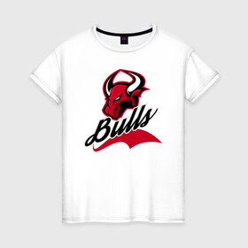 Женская футболка хлопок с принтом Бык в Курске, 100% хлопок | прямой крой, круглый вырез горловины, длина до линии бедер, слегка спущенное плечо | бык | животное | красный | логотип