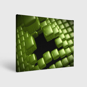 Холст прямоугольный с принтом зеленый куб в Курске, 100% ПВХ |  | 3d | абстракция | зеленый | илюзия | квадрат | куб