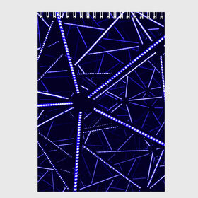 Скетчбук с принтом BlueGANG в Курске, 100% бумага
 | 48 листов, плотность листов — 100 г/м2, плотность картонной обложки — 250 г/м2. Листы скреплены сверху удобной пружинной спиралью | abstraction | blue | forms | glow | led | neon | абстракция | неон | светодиод | свечение | синий | формы