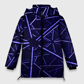 Женская зимняя куртка 3D с принтом BlueGANG в Курске, верх — 100% полиэстер; подкладка — 100% полиэстер; утеплитель — 100% полиэстер | длина ниже бедра, силуэт Оверсайз. Есть воротник-стойка, отстегивающийся капюшон и ветрозащитная планка. 

Боковые карманы с листочкой на кнопках и внутренний карман на молнии | abstraction | blue | forms | glow | led | neon | абстракция | неон | светодиод | свечение | синий | формы