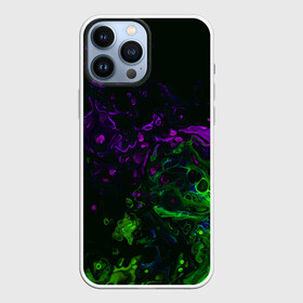 Чехол для iPhone 13 Pro Max с принтом Acid в Курске,  |  | Тематика изображения на принте: abstraction | circles | paint | stains | violet | watercolor | абстракция | акварель | кислотный | краски | круги | разводы | салатовый | фиолетовый