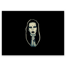 Поздравительная открытка с принтом Marilyn Manson в Курске, 100% бумага | плотность бумаги 280 г/м2, матовая, на обратной стороне линовка и место для марки
 | manson | marilyn | marilyn manson | мэнсон | мэрилин | мэрилин мэнсон