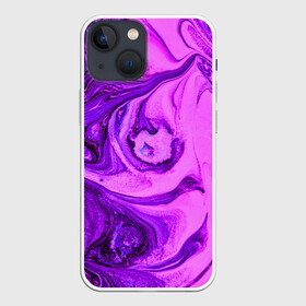 Чехол для iPhone 13 mini с принтом PurpleDEL в Курске,  |  | abstraction | liquid | purple | stains | watercolor | абстракция | акварель | жидкий | разводы | фиолетовый