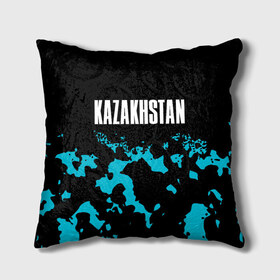 Подушка 3D с принтом KAZAKHSTAN / КАЗАХСТАН в Курске, наволочка – 100% полиэстер, наполнитель – холлофайбер (легкий наполнитель, не вызывает аллергию). | состоит из подушки и наволочки. Наволочка на молнии, легко снимается для стирки | flag | kazakhstan | qazaqstan | герб | захах | казахстан | кахахи | лого | нур султан | республика | символ | страна | флаг