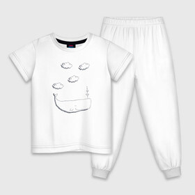 Детская пижама хлопок с принтом Кит в облаках в Курске, 100% хлопок |  брюки и футболка прямого кроя, без карманов, на брюках мягкая резинка на поясе и по низу штанин
 | вода | волны | кит | китенок | морской | нарисованный кит | облака | рисованный кит