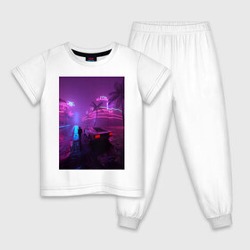 Детская пижама хлопок с принтом NEON ART 111 в Курске, 100% хлопок |  брюки и футболка прямого кроя, без карманов, на брюках мягкая резинка на поясе и по низу штанин
 | art | neon aesthetic | neon art | vaporwave art | цифровые файлы