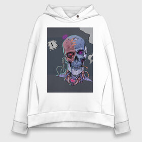 Женское худи Oversize хлопок с принтом Cyberpunk ART NEON 1 в Курске, френч-терри — 70% хлопок, 30% полиэстер. Мягкий теплый начес внутри —100% хлопок | боковые карманы, эластичные манжеты и нижняя кромка, капюшон на магнитной кнопке | art | cyberpunk art | neon aesthetic | neon art | vaporwave art | киберпанк | цифровые файлы