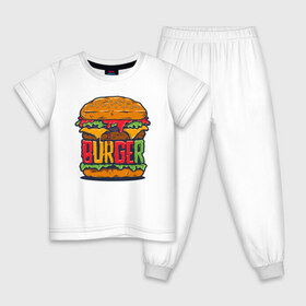 Детская пижама хлопок с принтом BURGER в Курске, 100% хлопок |  брюки и футболка прямого кроя, без карманов, на брюках мягкая резинка на поясе и по низу штанин
 | бургер | бутерброд | еда | любителям еды | перекус | фастфуд | юмор