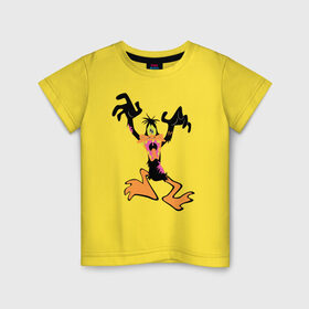 Детская футболка хлопок с принтом Зомби Даффи в Курске, 100% хлопок | круглый вырез горловины, полуприлегающий силуэт, длина до линии бедер | daffy duck | looney tunes | vdzabma | даффи дак | луни тюнз