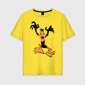Женская футболка хлопок Oversize с принтом Зомби Даффи в Курске, 100% хлопок | свободный крой, круглый ворот, спущенный рукав, длина до линии бедер
 | daffy duck | looney tunes | vdzabma | даффи дак | луни тюнз
