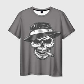 Мужская футболка 3D с принтом Череп в Курске, 100% полиэфир | прямой крой, круглый вырез горловины, длина до линии бедер | бандит | гангстер | мафия | череп