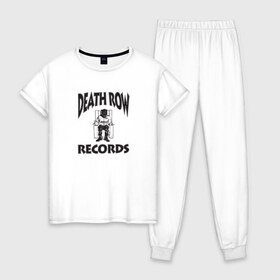 Женская пижама хлопок с принтом Death Row Records в Курске, 100% хлопок | брюки и футболка прямого кроя, без карманов, на брюках мягкая резинка на поясе и по низу штанин | Тематика изображения на принте: death row | dr dre | hip hop | rap | snoop dogg