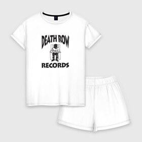 Женская пижама с шортиками хлопок с принтом Death Row Records в Курске, 100% хлопок | футболка прямого кроя, шорты свободные с широкой мягкой резинкой | death row | dr dre | hip hop | rap | snoop dogg
